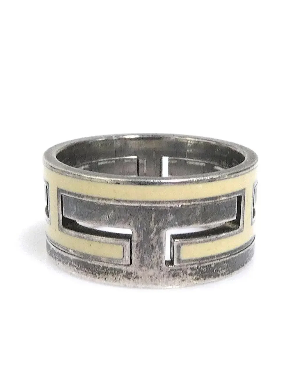 Auth Hermes Move H Ring Cream/Silver #303018H16B